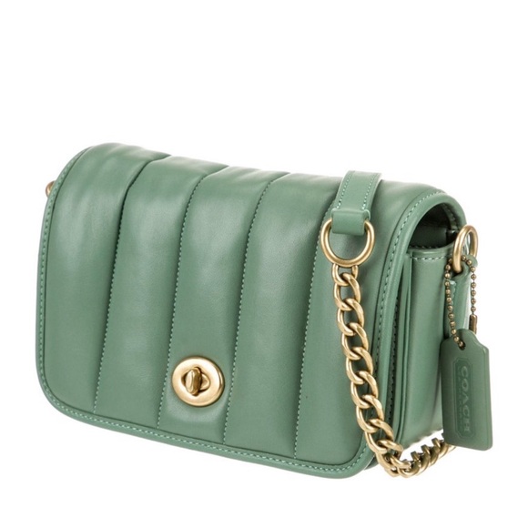 Coach Mint Green Leather Crossbody Bag with Gold Accents - Picture 2 of 4
